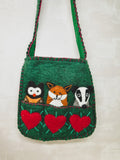 Handmade Felt Puppet Animal Bag - Green Countryside