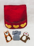 Handmade Felt Puppet Animal Bag - Red Asian