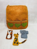 Handmade Felt Puppet Animal Bag - Orange Zoo