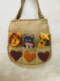 Handmade Felt Puppet Animal Bag - Beige African