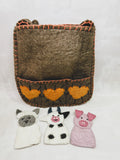 Handmade Felt Puppet Animal Bag - Brown Farm