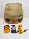 Handmade Felt Puppet Animal Bag - Beige African