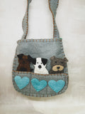 Handmade Felt Puppet Animal Bag - Grey Dog