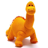 Knitted Orange Diplodocus Dinosaur Soft Toy