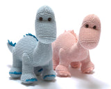Knitted Organic Cotton Pastel Pink Diplodocus Dinosaur Rattle