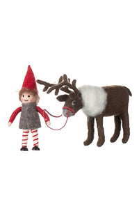 Shoeless Joe - Reindeer and Handler - Christmas Decoration
