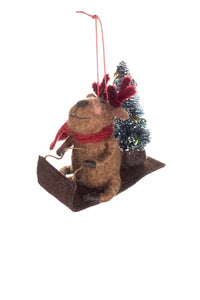 Reindeer on Sledge - Shoeless Joe - Hanging Christmas Decoration