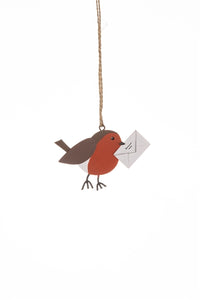 Robin Posting Xmas Card - Shoeless Joe - Christmas Hanging Decoration