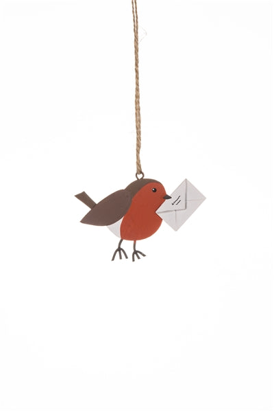 Robin Posting Xmas Card - Shoeless Joe - Christmas Hanging Decoration