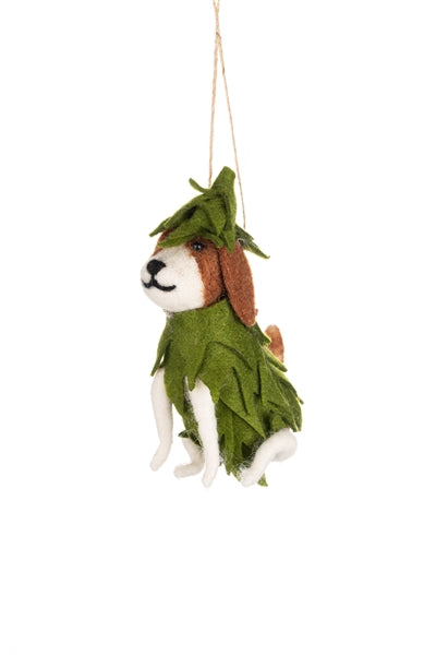 Shoeless Joe - Dog Dressed as Christmas Tree - Hanging Decoration