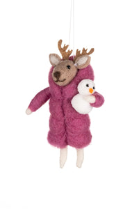 Shoeless Joe - Puffa Coat Deer - Christmas Hanging Decoration