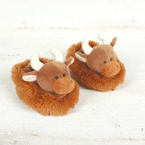 Jomanda - Highland Coo Cow Brown Baby Slippers
