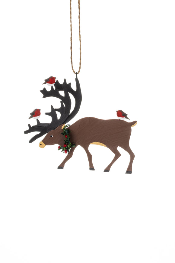 Reindeer and Robins Hanger - Shoeless Joe - Christmas Hanging Decoration