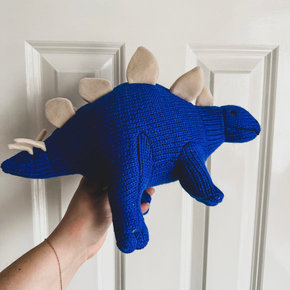 Knitted Blue Stegosaurus Dinosaur Soft Toy