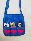 Handmade Felt Puppet Animal Bag - Blue Cat