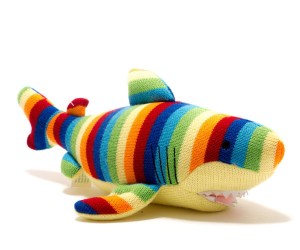 Knitted Bold Stripes Rainbow Shark Soft Toy