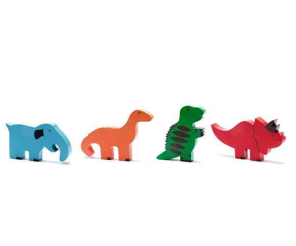 Set of 4 Wooden Fair Trade Dinosaur Toys