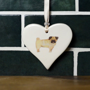 Dimbleby Ceramics - Pug Ceramic Hanging Heart