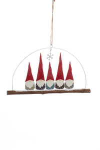 Five Tomte Gnomes Hanging Decoration