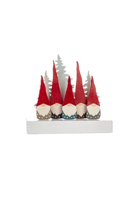 Shoeless Joe - Five Tomte Gnomes on Block - Christmas Decoration