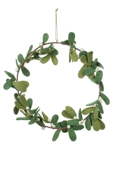 Shoeless Joe - Wreath of Felt Mistletoe - Christmas Decoration
