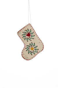 Shoeless Joe - Felt White Stocking - Hanging Christmas Decoration