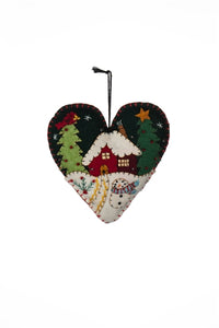 Shoeless Joe - Felt Xmas Home Heart - Hanging Christmas Decoration