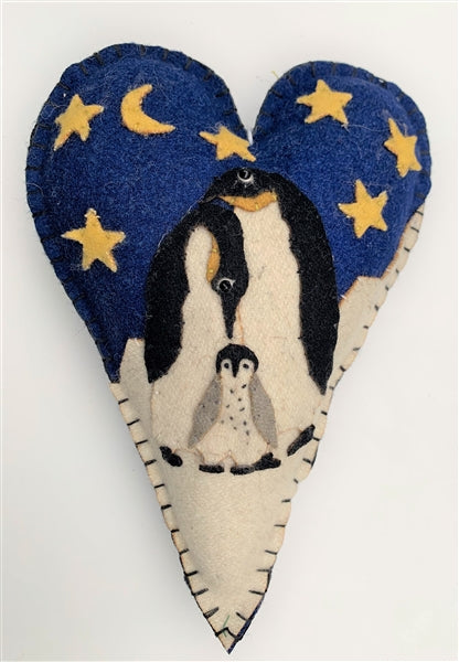 Shoeless Joe - Penguin Family Heart - Hanging Christmas Decoration