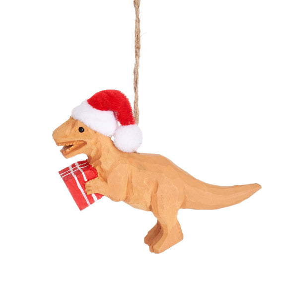 Sass & Belle - Wooden T Rex With Present Decoration