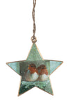 Shoeless Joe -  Star with Two Robins Hanging Christmas Decoration