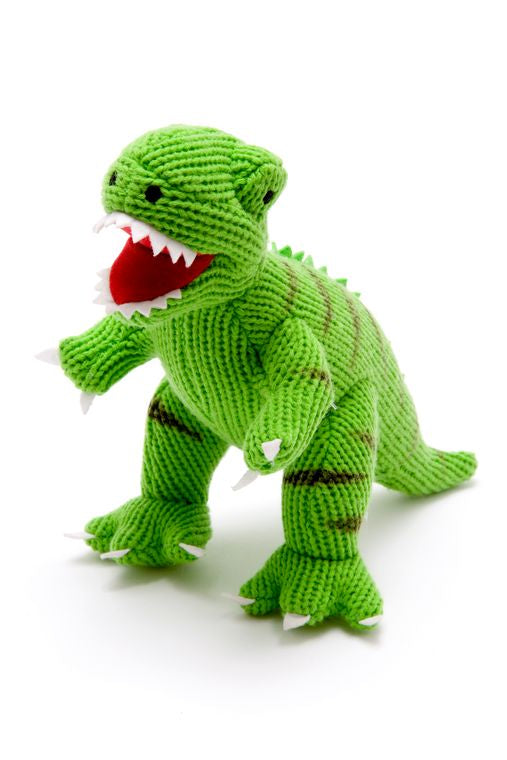Knitted Green T Rex Dinosaur Soft Toy