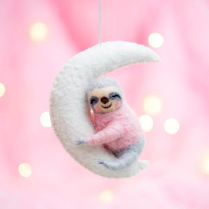 Sass & Belle Sloth on the Moon Hanging Felt Decoration